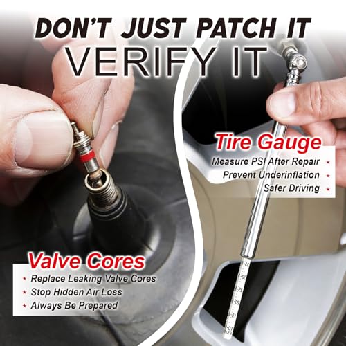 DIYSELF Tire Plug Kit, Heavy Duty Tire Repair Kit for Car Motorcycle Truck SUV, Professional Tubeless Flat Tire Repair Kit with T-Handle Tools, 45PCS