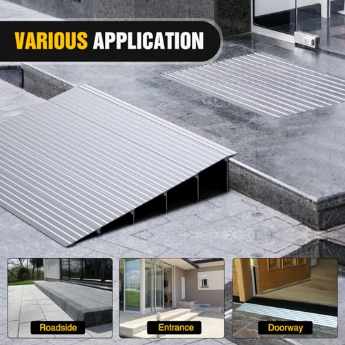 Nilight Door Threshold Ramp, 5" Rise Portable Aluminum Wheelchair Door Entry Ramps for Sheds Doorways Home Steps - size: 5" Rise