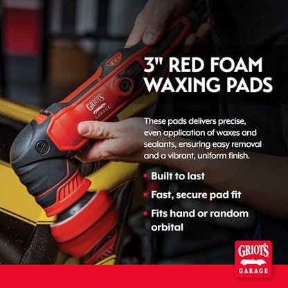 Griot's Garage 3” Red Foam Waxing Pads for Car Detailing, Polishing and Buffing Pads for Use with Waxes and Sealants, 11263, Set of 3 - style: 3" Pads (Set of 3)