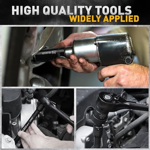 3/8" Drive Impact Socket Set - 50-Piece SAE (5/16" to 3/4") & Metric (8-22mm) Socket Wrench Set, 6-Point CR-V Steel Deep & Shallow Sockets with Ratchet Handle, Universal Joint, Extension Bar, Adapter - style: 3/8'' Drive Impact Socket Set