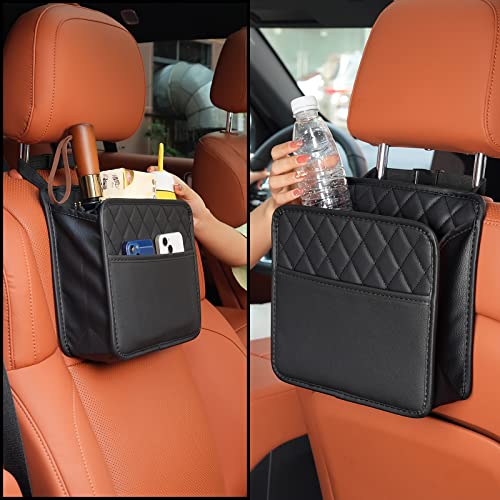 FrgKbTm 2Pack Car Seat Back Hanging Bag Car Document Holder Multi-Pocket Bottle Bag Storage Waterproof Pu Leather Box Organizer Travel Tidy Pouch Pocket Kids - color: Black A x2