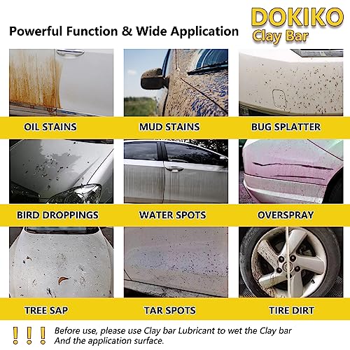 DOKIKO 4pcs Clay Bars,160 fl oz Clay bar Lubricant,Premium Grade No Scratch Magic Clays Bars Detailing Cleaner Kit Glass Deatil Cleaning with Washing and Adsorption Capacity for Auto