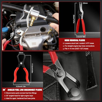 18-Piece Automotive Fuel Line Disconnect Tool Kit & Hose Clamp Pliers Set with Fuel Line Pliers, Hose Removal Pliers, Relay Puller Pliers, Panel Clip Pliers, Pinch-Off Clamps, Trim Tools & Toolbox - color: 18 Pcs Hose Clamp Pliers Set