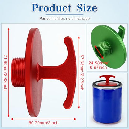 2 Pack Oil Filter Plug Tool-Aluminum Alloy,Oil Filter Plug Cap Off Tool Compatible with Dodge Ram 05083285AA MO285 Turbo Diesel 5.9L 6.7L for Cummins Diesel Engines (Red+Green)