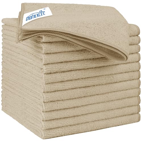 HOMEXCEL Brown Microfiber Cleaning Cloth 12 Pack, 12.5 x 12.5 inch Microfiber Towels for Cars, Ultra Absorbent Car Washing Cloth, Lint Free Streak Free Cleaning Rags for Car, Kitchen, and Window - color: Brown, size: 12.5 x 12.5 Inch