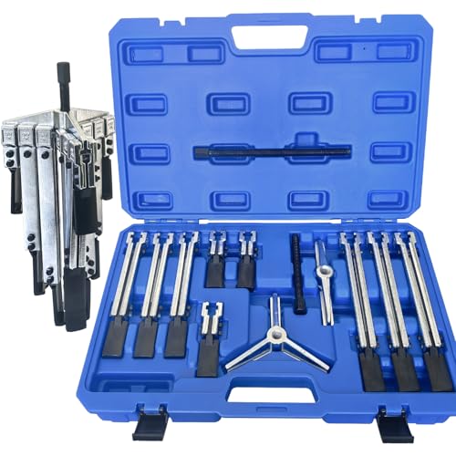 6 in 1 Gear Puller Set,13pcs 2 Jaw & 3 Jaw Bearing Flywheel Puller Kit with Reversible Jaws,Cr-V Steel Heavy Duty Pulley Puller Tool for Pulley Gear Bearing Flywheel Removal. - color: blue