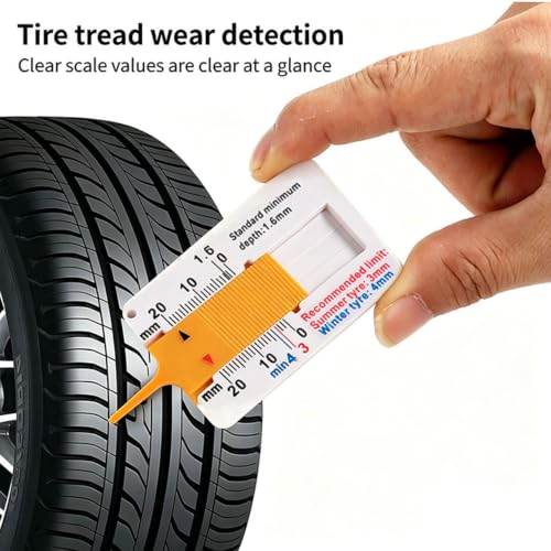Tire Repair kit with Spiral Rubber Plugs, Tread Gauge, Valve cores & Valve caps | Easy operation, fast repair tire punctures, emergency fix for punctured tires of cars, motorcycles, trucks and more