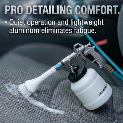 LE LEMATEC Interior Detailing Gun, Air Foam Car Wash Tool with Scrub Brush | Cleans Upholstery Carpet Vents Seats, Pneumatic Tornado Cannon, Solution Bottle, Auto Detail Kit - size: 3,000+ RPM
