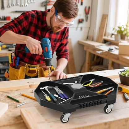 Goplus Rolling Tool Tray, Under Car Magnetic Moving Tray with 4 Swivel Casters, 55 LBS Capacity Caddy Tray, Tool Tray Creeper for Garage, Workshop, Automotive Repair, Mechanics - size: 20.5" x 16.5" x 4"