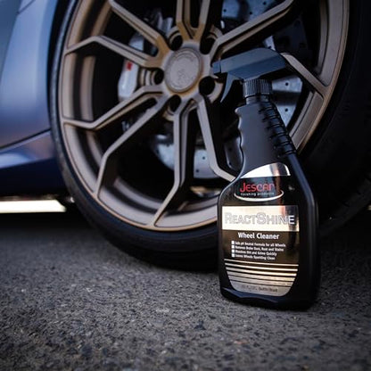 Jescar ReactShine Wheel Cleaner & Iron Remover – 22oz – Removes baked-in brake dust, road grime, and contaminants, Fast Acting, Safe for Paint, Alloy Wheels, Most Finishes
