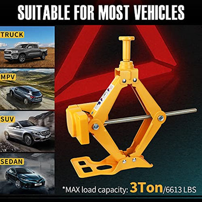 E-HEELP 3 Ton Electric Car Jack, 12V Automatic Scissor Lift Floor Jack with Impact Wrench Kit for Sedans, Lifting Range 4.72-14.57 Inches, 6600 lbs Load Capacity - color: 3T with Wrench