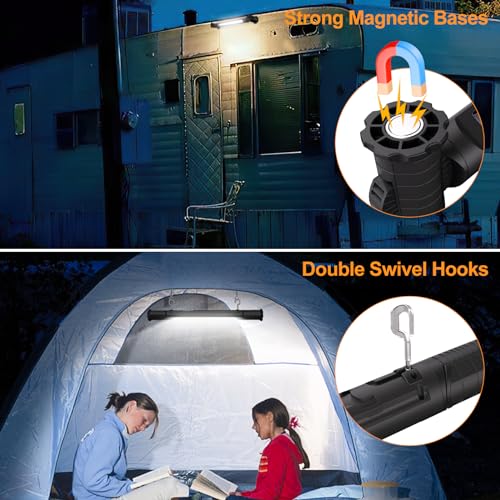 MEIHUA Rechargeable Magnetic Work Light, 3000LM Portable LED Underhood Light with Hook, IP65 Waterproof Mechanic Garage Light for Car Repair, Camping, Emergency - color: Black