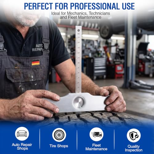 Hicarer 2 Pack 7 Inch Tire Tread Depth Gauge, Aluminum Mechanical Tire Tread Measurement Tool for Auto Repair Shops, Fleet Maintenance, Used Vehicle Inspection, Heavy Duty Tire-Depth Checker