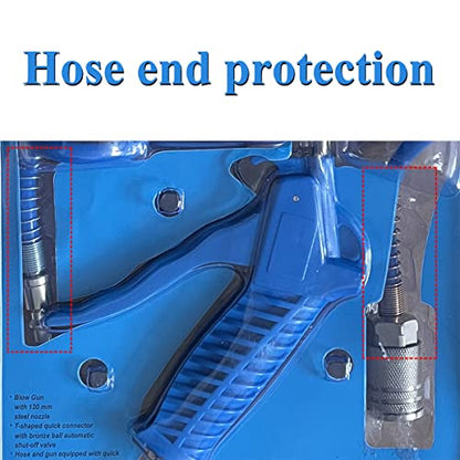 Beduan Air Blow Gun Kit with 16ft Long Pneumatic Pu Hose, Heavy Duty Air Duster Gun for Air Compressor - size: 1/4"-16ft Tube(Blue)