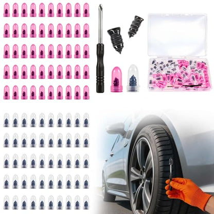 Tire Repair Kit – 101 PCS Spiral Rubber Nails with Screwdriver | No glue or tire removal, self-tapping spiral plugs for tubeless tires, 30 small & 30 large nails for cars, SUVs, motorcycles - size: 100 pcs