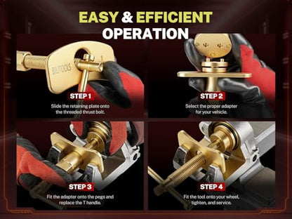 BILITOOLS Brake Caliper Compression Tool, Rear Brake Caliper Wind Back Tool | Heavy Duty Disc Brake Caliper Piston Compressor Tool, 22 Piece for Brake Pad Replacement - color: Black, style: Hand Operation