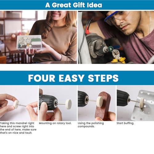 137PCS Buffing Wheel Polishing Kit Compatible with Dremel, with Polish Compound, Rotary Tool Accessories with 1/8" Shank, Abrasive Wheel Buffing Polishing Wire Brushes Wool Felt Cotton Mounted
