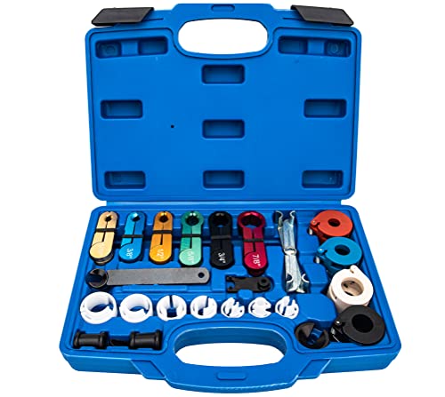 Master Quick Disconnect Tool Kit, 22pc Line Disconnect Tool Set for AC Fuel Line & Transmission Systems, Fuel Line Quick Disconnect Tool Master Set Compatible with Ford Chevy GM Models