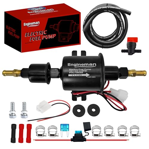 Universal Electric Fuel Pump Kit 12V 3-6 PSI Low Pressure with Fuel Filter 6.56 FT 5/16" ID Fuel Line Replacement For Carburetor Lawn Mower Gas Diesel Fuel Transfer Pump - size: HEP-02A 3-6 PSI + 6.56ft Hose