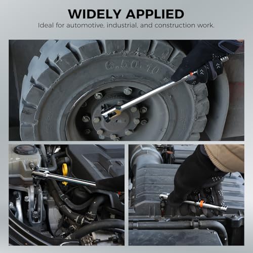 HORUSDY 10-Piece Dual-Drive Breaker Bar Set, Heavy-Duty Torque Kit with 360° Rotatable Head, Premium Cr-V Steel, Spring-loaded Detent Ball, Extension Bars & Socket Adapters, Durable Storage Case - style: 10-Piece Dual-Drive
