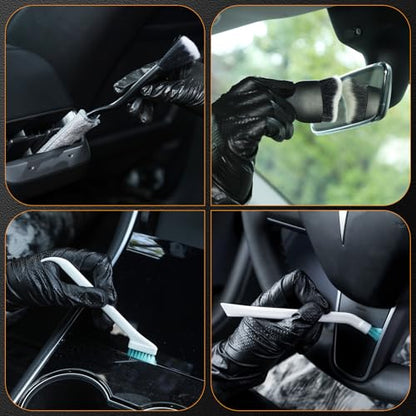 MVEQRRN 10PCS Car Detailing Brush Set,Boars Hair Detail Brush Kit(Green) | Ultra Soft No Scratch, Car Dust Brush,Car Detailing Brushes Kit, Detail Brushes Car Detailing for Interior Exterior - color: 10PCS detail brush set green