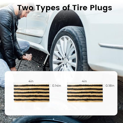 ETENWOLF Flat Tire Repair Kit with Plugs 16 Pcs, Heavy Duty Tire Plug Kit | for Car, Motorcycle, ATV, Jeep, Truck, Tractor, SUV - color: Grey