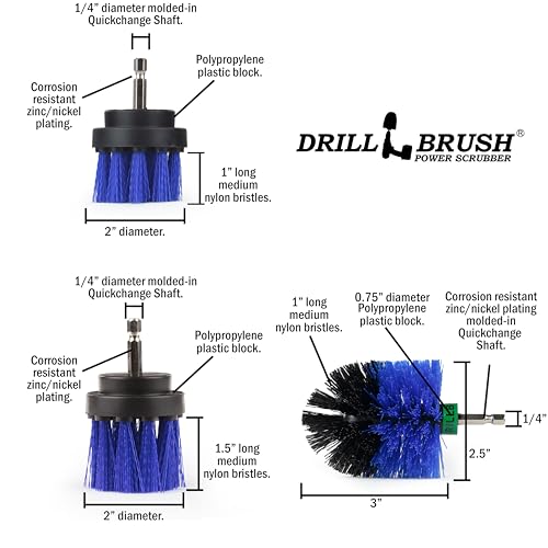 Pool Accessories - Cleaning Supplies - Drill Brush - 5 Piece Spin Brush Pool Cleaning Kit - Pool Supplies - Slide - Deck Brush - Hot Tub - Spa - Pond Liner - Pool Brush - Carpet Cleaner - color: Blue