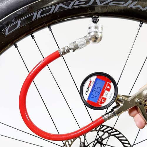 Prestaflator Bike Tire Inflator, Presta & Schrader Valve Air Compressor Tool – Works with Tubeless & Standard Tires – Bike & Car Air Compressor Tire Inflator for MTB & Road Bikes