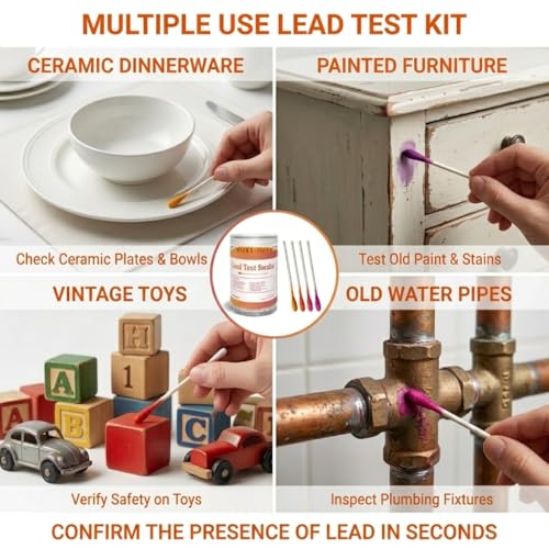 AssuTest Lead Test swabs Kit - 30 PCS Lead Paint Test Kit for Home Use, Lead Tester for Dishes Ceramics Toys Metal Wood Jewelry House Furniture Instant Lead Detection in 30 Seconds