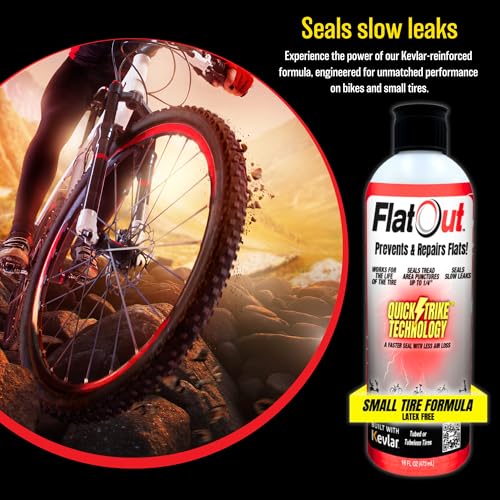 QuickStrike Tire Sealant - Small Tire/Bicycle Formula - NEW Formula - Prevents Flat Tires - Seals Leaks - Contains Kevlar - Tubeless Tire Sealant - 32 Ounce Bottle - size: 32 Fl Oz