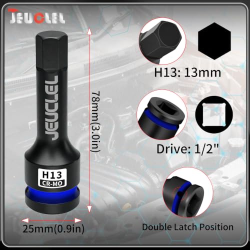 13mm Hex Impact Bit Socket, H13 1/2" Drive Allen Socket, Cr-Mo | 3-Inch, Lengthen Hex Screwdriver Adapter for Electric Ratchet Wrenches Fastening Screws, Socket Wrench, Head Drill - size: 1PC | H13 13MM