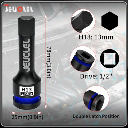 13mm Hex Impact Bit Socket, H13 1/2" Drive Allen Socket, Cr-Mo | 3-Inch, Lengthen Hex Screwdriver Adapter for Electric Ratchet Wrenches Fastening Screws, Socket Wrench, Head Drill - size: 1PC | H13 13MM