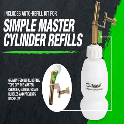 OEMTOOLS 22506 2L Vacuum Brake Bleeder Kit, Single-Person Brake Fluid Extraction, Pneumatic Bleeder Tool with Refill Bottle, Disc and Drum Brake Service, Automotive Vacuum Pump System - style: 2 liter