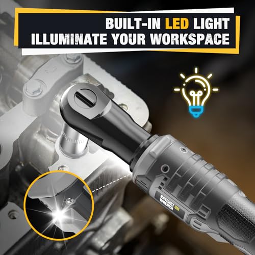 3/8" Electric Ratchet Wrench Fit DEWALT 20V Battery, 88 Ft-lbs(Tool Only) | 120N.m, 500 RPM, Electric Ratchet Wrench Set, Variable Speed, LED Light, 5 Sockets, 1/4" & 1/2" Adaptors, 3" Extension Bar - color: Gray