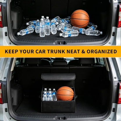 AUTOARK Leather Car Trunk Organizer,Durable Collapsible Adjustable Compartments Cargo Storage,AK-141 - size: L 16.54" x W 12.2" x H 11.5"