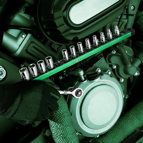 SK 1/4" Drive Socket Set, Metric Sockets, 13-Piece 4-14 mm | SuperKrome Finish, Premium CR-V Steel, with Aluminum Socket Organizer - size: 0.16 - 0.55 inch, style: Shallow