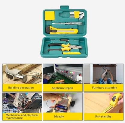 11 Pcs Household Hand Tool Kit, Portable Hardware Tool Set with Storage Case for Home, Garage, Car Repair & DIY Maintenance