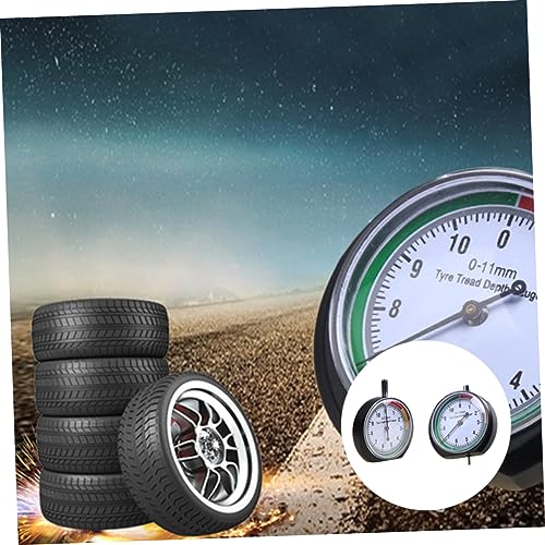 2Pcs Tire Depth Gauge Lightweight Portable Tread Measure Tool for Cars Trucks Accurate Tire Measure Device with Easy to Read Dial for Daily Use