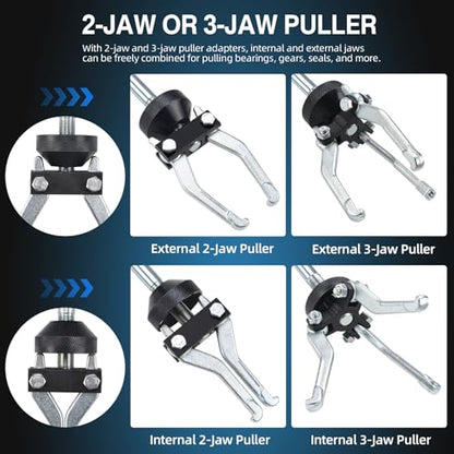 8MILELAKE 9 Way Slide Hammer Puller Axle Front Rear Wheel Bearing Dent Hub Gear Puller Remover Set
