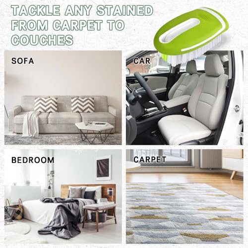 Carpet and Upholstery Cleaning Brush, Stiff Bristle Carpet Detailing Scrubber Brush, Multi-Functional Car Detailing Scrub Brushes, Cleaning Brushes for Car and Home Couch Floor Mats (Green) - color: Green