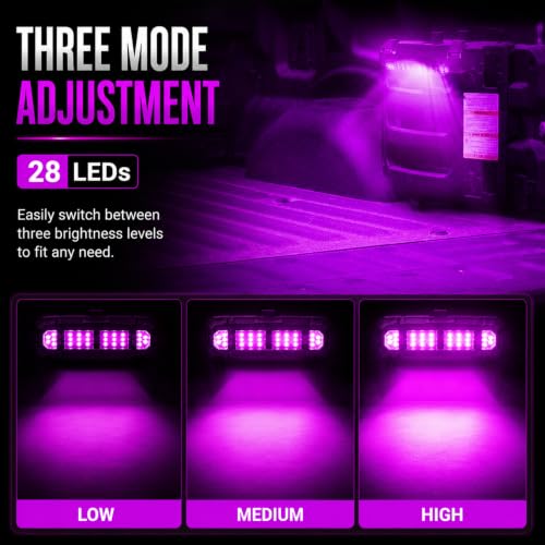 SUNPIE Pink Dome Lights Universal Interior Lights for Roll Bar w/Magnet Compatible with Polaris Can am Honda Pioneer/Talon Kawasaki Mule/Terxy Arctic Cat Jeep Wrangle All Model, w/28 LED - color: 1 PC of Pink