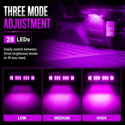 SUNPIE Pink Dome Lights Universal Interior Lights for Roll Bar w/Magnet Compatible with Polaris Can am Honda Pioneer/Talon Kawasaki Mule/Terxy Arctic Cat Jeep Wrangle All Model, w/28 LED - color: 1 PC of Pink