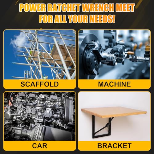 3/8" Electric Cordless Ratchet Right Angle Wrench Impact Power Tool Compatible with 20V DeWalt Battery with 7 Sockets, 3" Extension Bar, 1/4" Adapter(No Battery included)