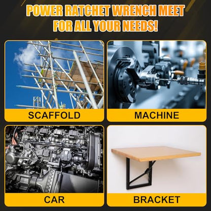 3/8" Electric Cordless Ratchet Right Angle Wrench Impact Power Tool Compatible with 20V DeWalt Battery with 7 Sockets, 3" Extension Bar, 1/4" Adapter(No Battery included)