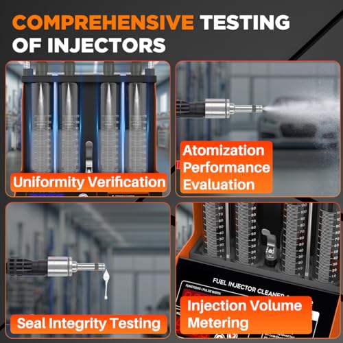Fuel Injector Cleaner Machine, 4 Cylinder 9 Test Modes Auto Fuel Injector Tester and Cleaner Kit, Ultrasonic Cleaning Kit for 5V to 12V Motorcycle Car Injectors