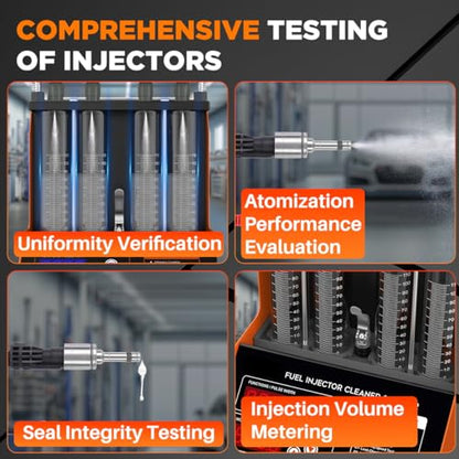 Fuel Injector Cleaner Machine, 4 Cylinder 9 Test Modes Auto Fuel Injector Tester and Cleaner Kit, Ultrasonic Cleaning Kit for 5V to 12V Motorcycle Car Injectors