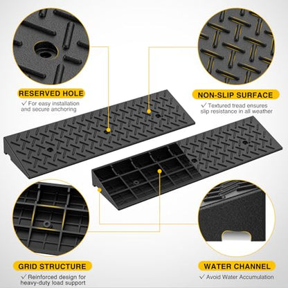 Nilight 3.6" Rise Curb Ramps, Heavy Duty Rubber Driveway Threshold Shed Ramp for Sidewalk Cars Lawn Mower Wheelchairs Motorcycles, 3300lbs Load Capacity - size: 3.6" Rise