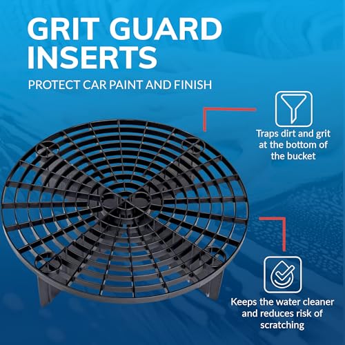Grit Guard 5 Gallon Washing System | Includes 5 Gallon Bucket, Grit Guard, Bucket Dolly, and Gamma Seal Lid | for Car Wash and Detailing |All Black - Made in the USA - color: Black/Black