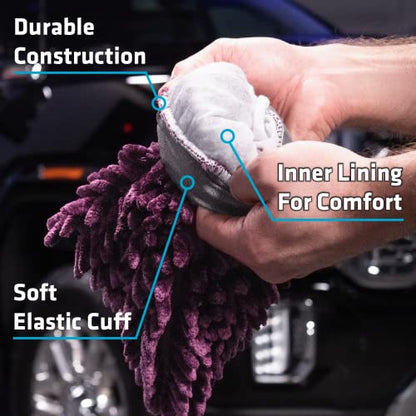 VIKING Car Wash Mitt, Microfiber for Car Cleaning, Premium Chenille, Purple, 10 inch x 8 inch, 2 Pack - color: Purple