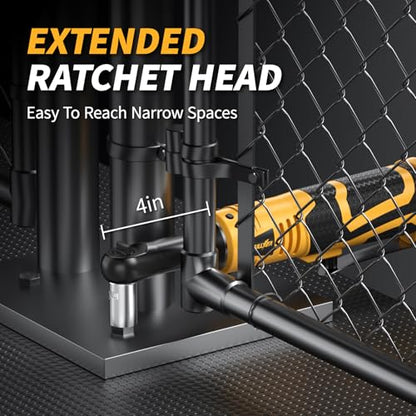 FULLYEA Cordless Electric Ratchet Wrench Set, 550RPM, 45Ft-lbs, 16.8V Extended cordless ratchet wrench 3/8, Power Ratchet with Variable Speed, 1/4" Adapter, 2 * 2.0Ah Battery and Fast Charger(Yellow)